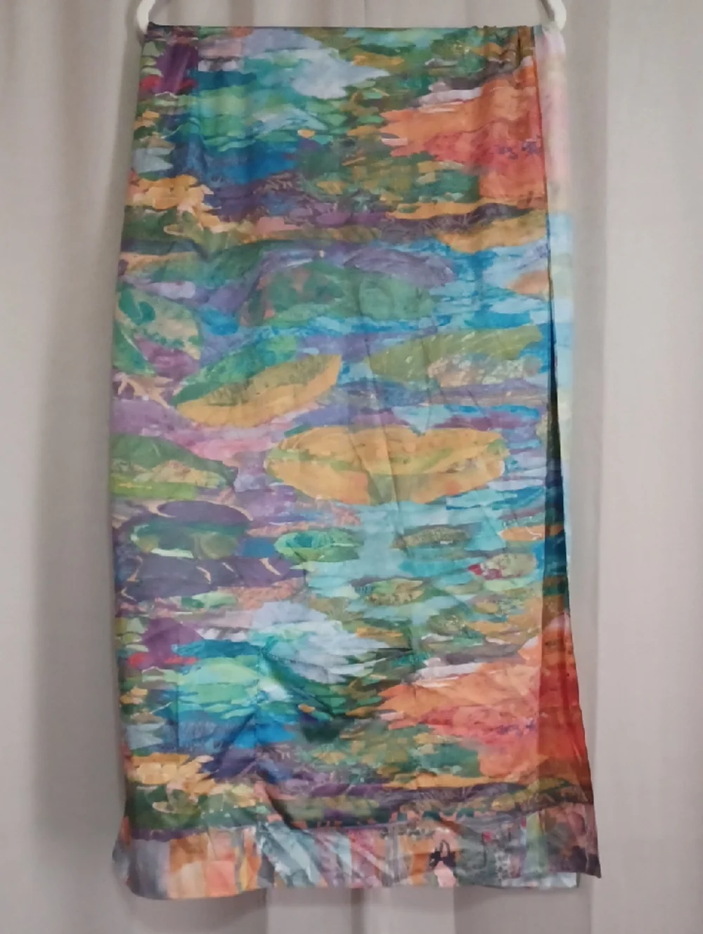Watercolor Style Scarf Shawl With Pockets Appx 74×25